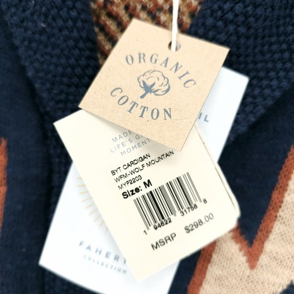NWT FAHERTY Cardigan B. Yellowtail Wolf Mountain Southwestern Organic Cotton M L - Picture 5 of 9